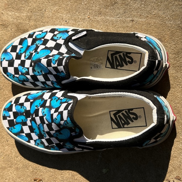 Vans classic checkered slip on shoes with butterflies SIZE 8 - Picture 3 of 7